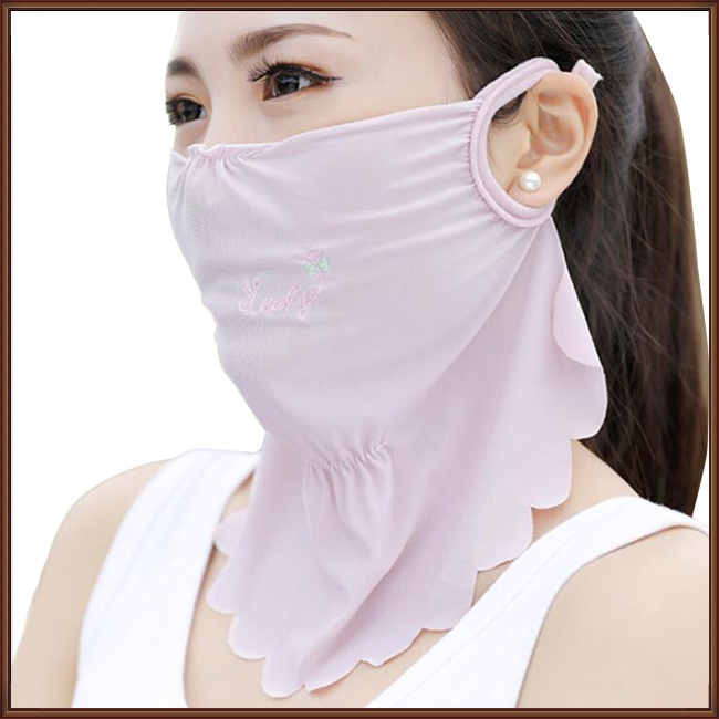 Khẩu Trang Chống Nắng Chống Bụi Bằng Lụa Mát Thêu Họa Tiết Hoa Gợn Sóng Thời Trang Mùa Hè Cho Nữ