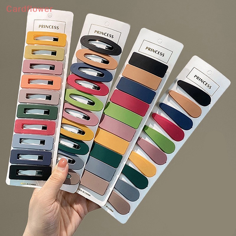 Bộ 10 Kẹp Tóc Màu Đen / Trắng Hình Chữ Nhật / Oval / Vuông Xinh Xắn Cho Bé Gái