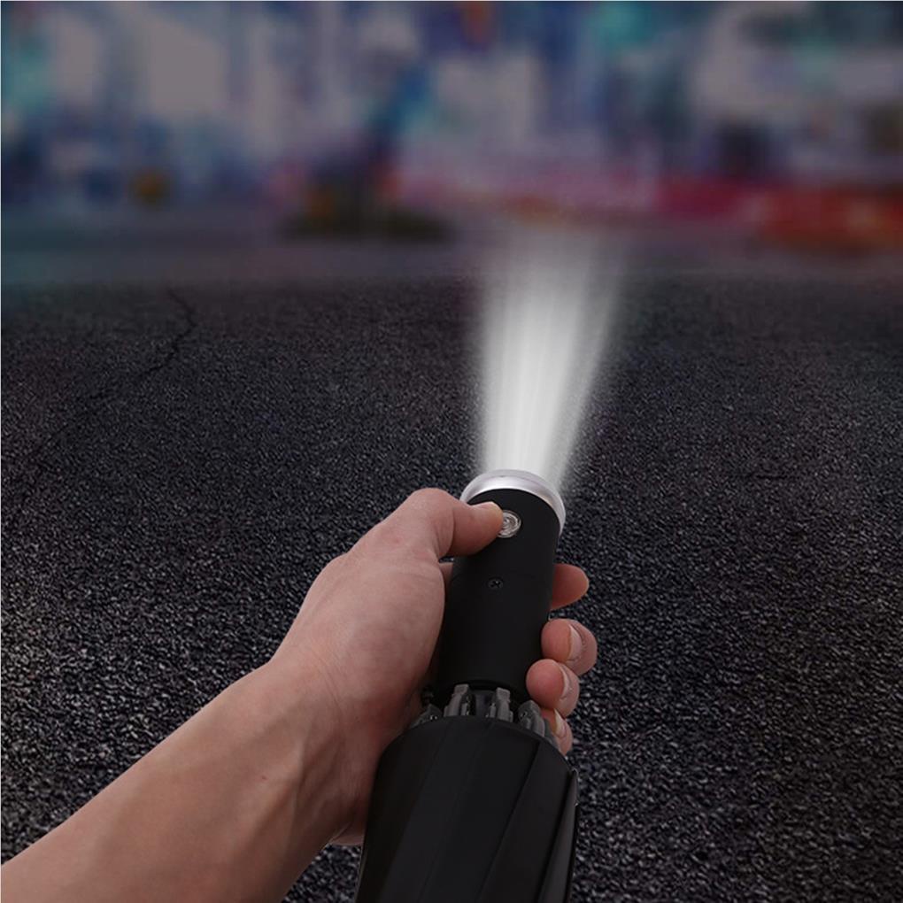 Dù Tự Động 12 Ribs Có Đèn LED Kẻ Sọc Phản Quang Ban Đêm Cho Nam Và Nữ