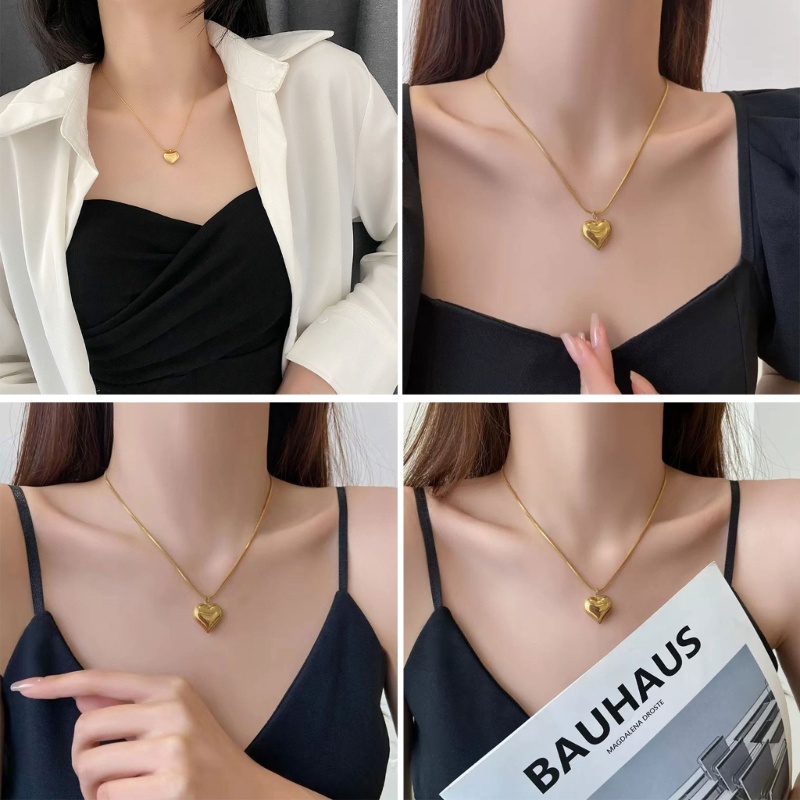 Vòng Cổ Choker Mặt Trái Tim 3D Màu Sắc Vàng Đồng Y2K Thời Trang Cho Tuổi Teen / Nữ