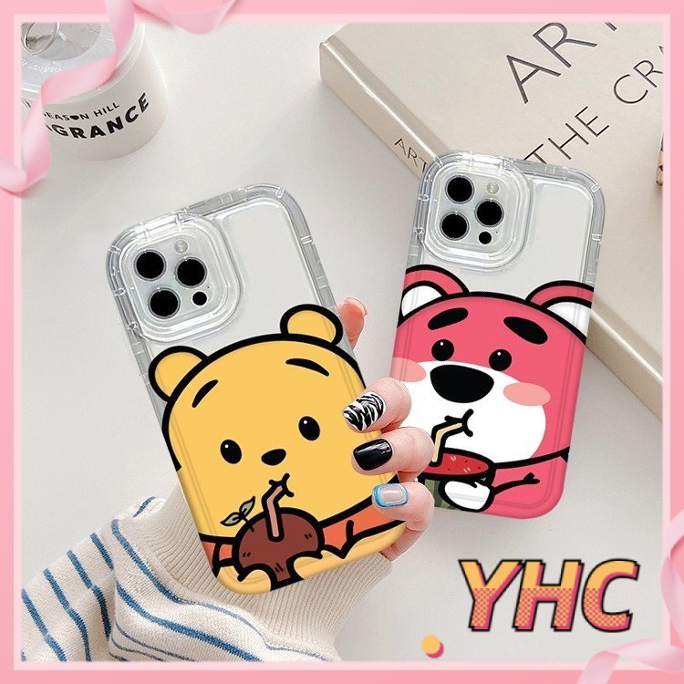 Ốp Lưng iPhone Hoạt hình gấu dâu tây và gấu Pooh túi khí chống rơi vỏ điện thoại trong suốt vỏ mềm giảm xóc Cho Iphone 6 / 6S / 6splus / se / 7 / 7plus / 8 / 8plus / X / xs / xsmax / 11 / 12 / 13 / 14 / Plus / Pro / Promax-737
