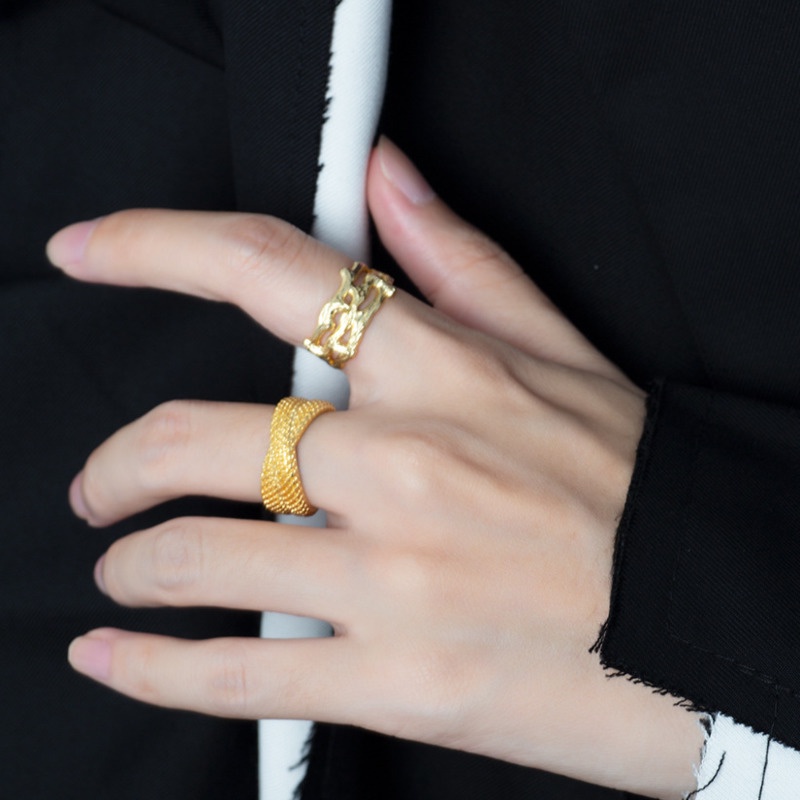 Nhẫn Dây Xích Chéo Thiết Kế Hợp Thời Trang Phong Cách Hàn Quốc Cho niche Tối Giản ins. Nhẫn Hở Đeo Ngón Trỏ Cá Tính Đa Năng Cho Nam Nữ