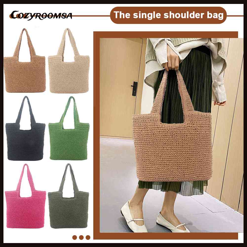 Túi Xách Tote Đan Lát Ngăn Chứa Rộng Thời Trang Đi Biển Cho Nữ