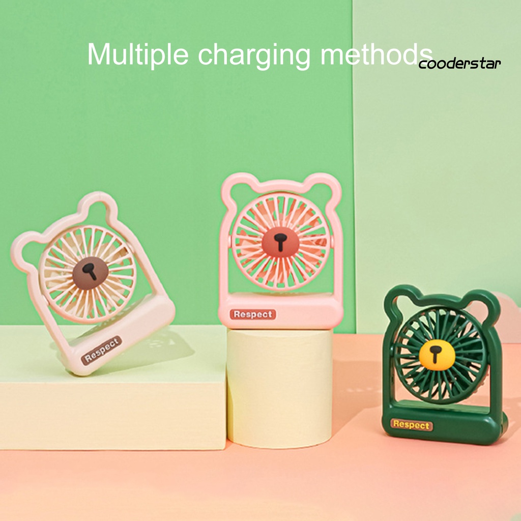 Quạt Làm Mát Cầm Tay Sạc USB Hình Gấu Dễ Thương Cho Học Sinh