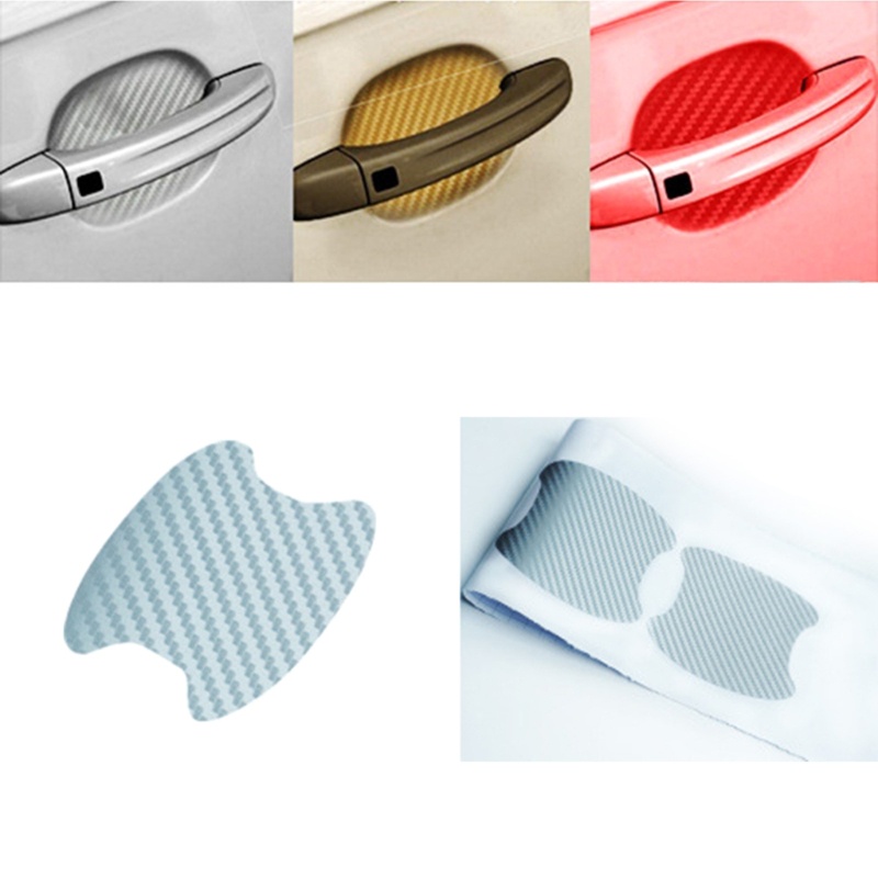 Phim Dán Tay Cầm Cửa Xe Hơi Bằng Sợi Carbon Chống Trầy Xước Tiện Dụng 4 Cái