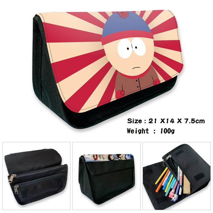 Túi Đựng Bút Vải Canvas Nắp Lật Khóa Kéo Kiểu Hoạt Hình South Park Dễ Thương Cho Bé