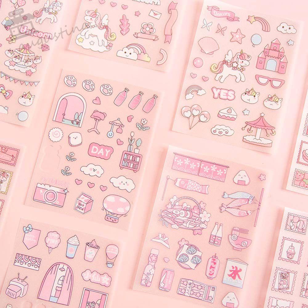 Set 4 Miếng Dán Giấy Nhám In Hình AUGUSTINA Trang Trí Nhật Ký / Làm Quà Tặng Cho Bé