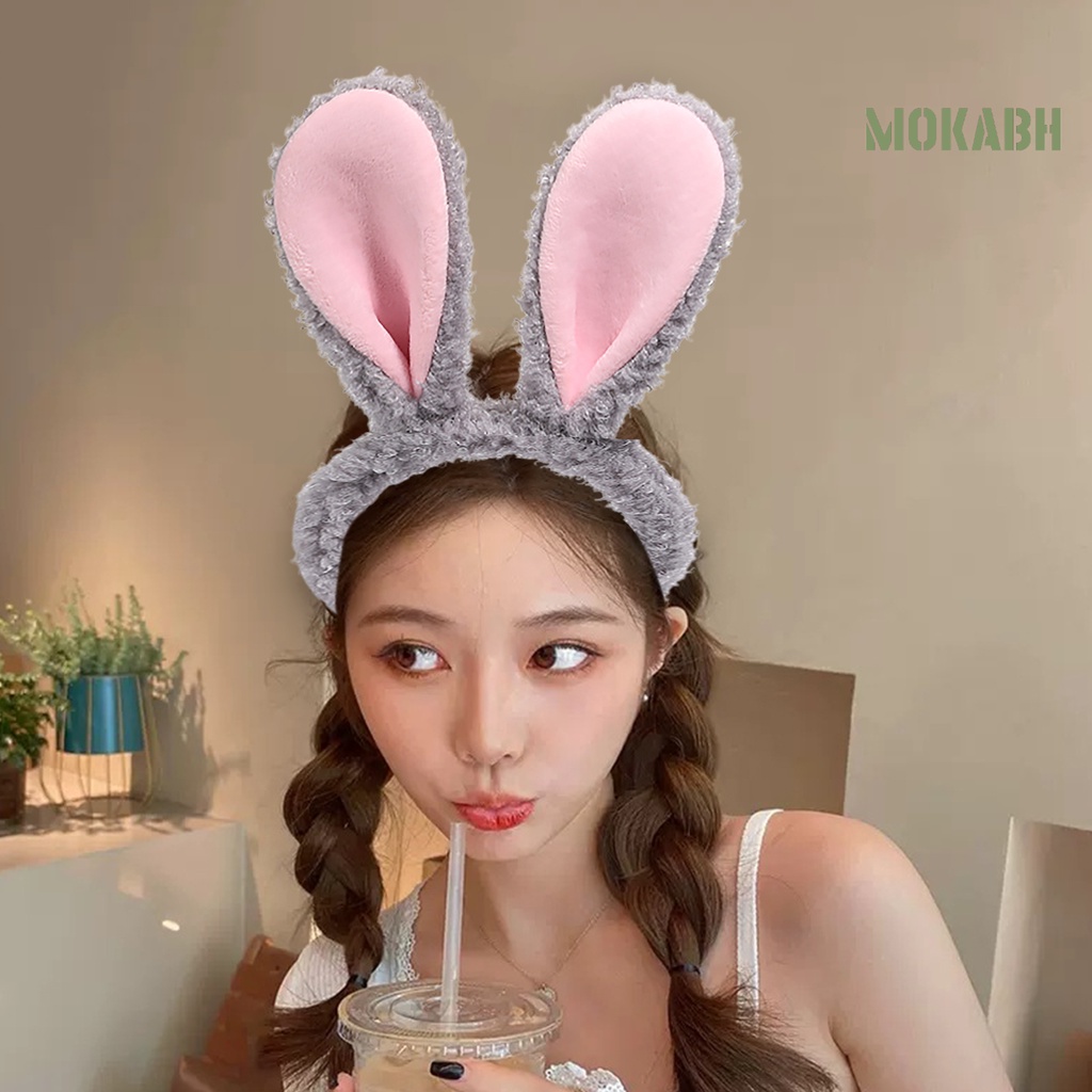 Băng Đô Tai Thỏ Bằng Vải Bông Chống Trượt Dễ Thương