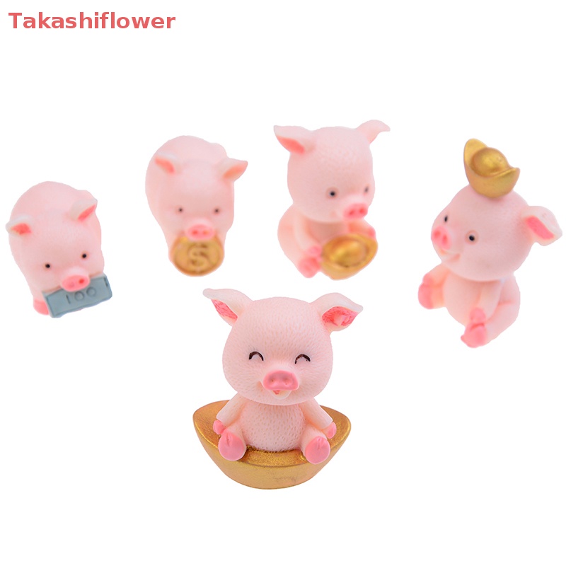 Set 5 Mô Hình Chú Heo Dễ Thương Trang Trí Sân Vườn