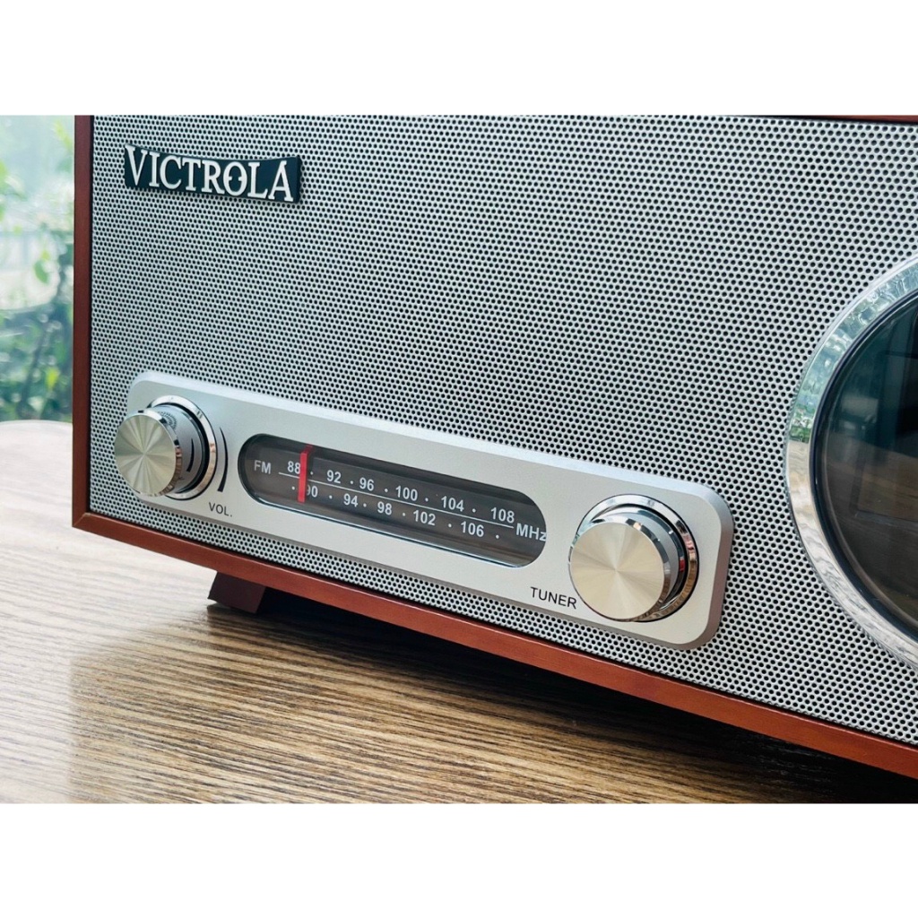 Loa bluetooth Victrola Âm thanh nổi có Đài FM đồng hồ kỹ thuật số âm siêu trầm