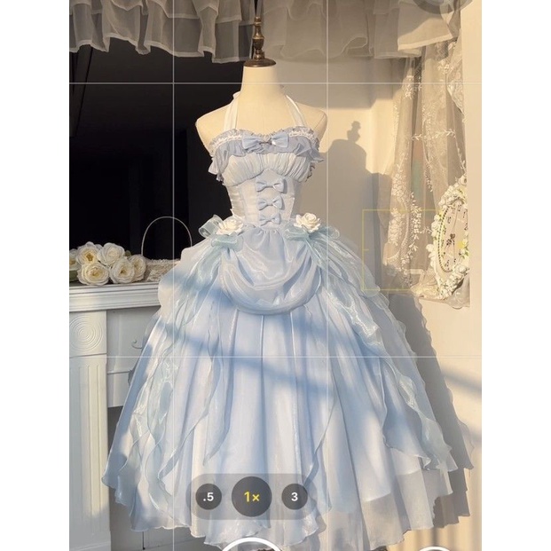 Đầm Công Chúa Họa Tiết Hoa Hồng Phong Cách lolita