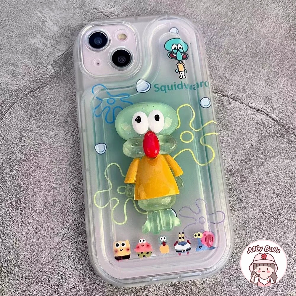 Ốp Điện Thoại TPU Mềm Hình SpongeBob 3D Màu Trong Suốt Chống Bụi Cho IPhone 14 Pro Max 11 12 11 Pro Max X XS 7Plus