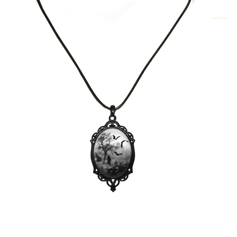 Vòng Cổ Choker Dây Da Mặt Hình Dơi Bằng Kim Loại Thanh Lịch Có Thể Điều Chỉnh Phong Cách Halloween