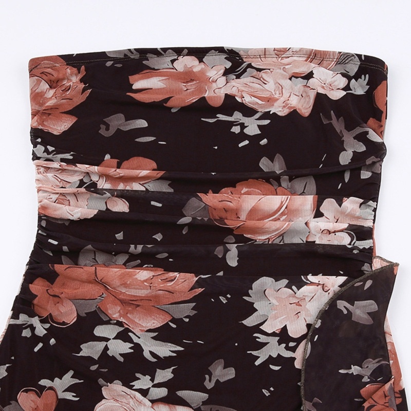 Đầm Ôm Dáng Không Dây In Họa Tiết Hoa Quyến Rũ Dành Cho Nữ