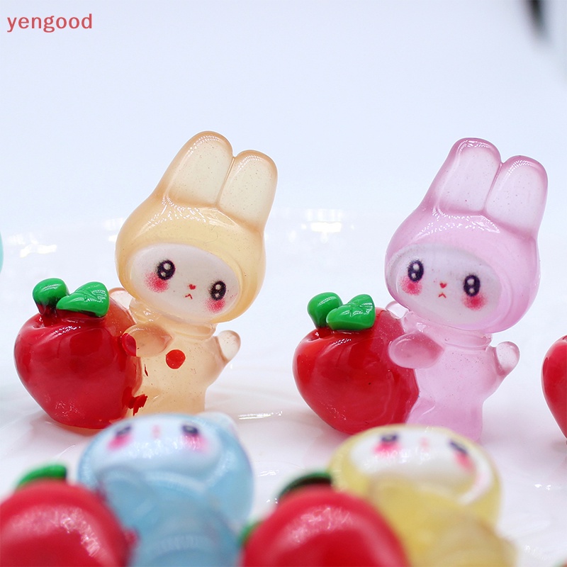 Bộ 2 Đồ trang trí Thỏ Bunny Hoạt Hình Phát Sáng Dùng Trang Trí Tiểu Cảnh