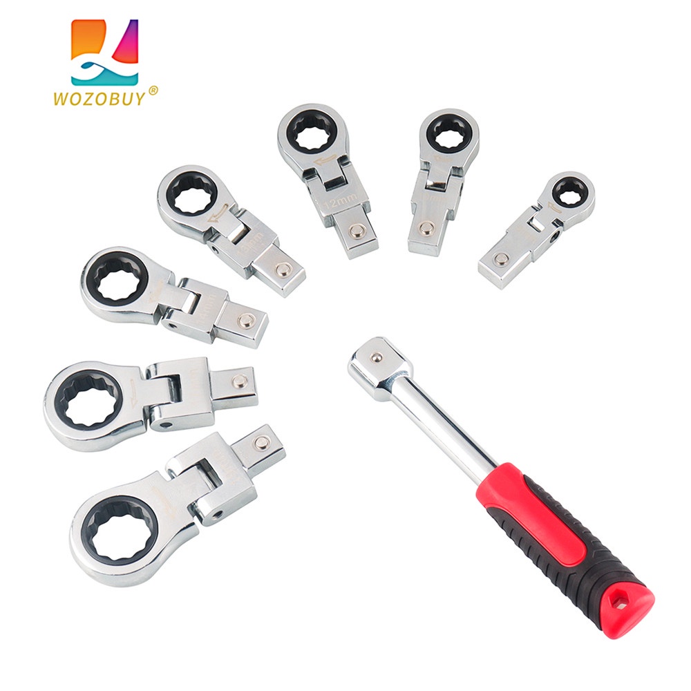 WOZOBUY Plum Spanner Ratchet Spanner Đầu di chuyển Ratchet Spanner Set Công cụ sửa chữa Vít Spanner Vật tư di động bằng kim loại
