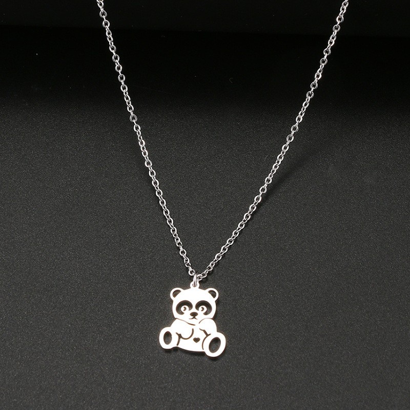 Vòng cổ Thép Không Gỉ Mạ Vàng Mặt Gấu Trúc Dễ Thương Phong Cách Hip Hop Cho Nam Và Nữ