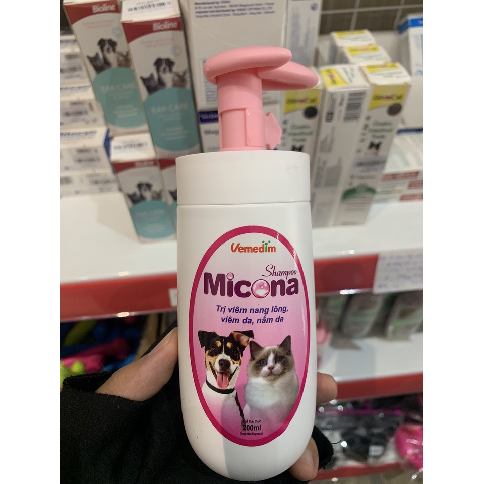 Sữa tắm micona cho chó mèo bị viêm da, nấm da, viêm nang lông, ghẻ da, khử mùi hôi chó mèo