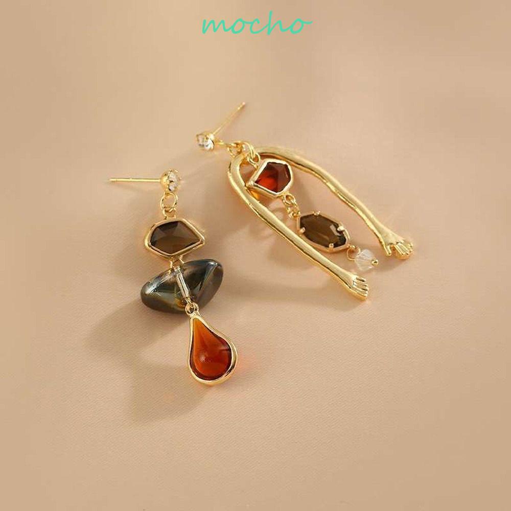 Khuyên Tai Bất Đối Xứng Thời Trang Cho Nữ|Khuyên Tai Thả Lủng Lẳng Phong Cách Pháp Khí Chất