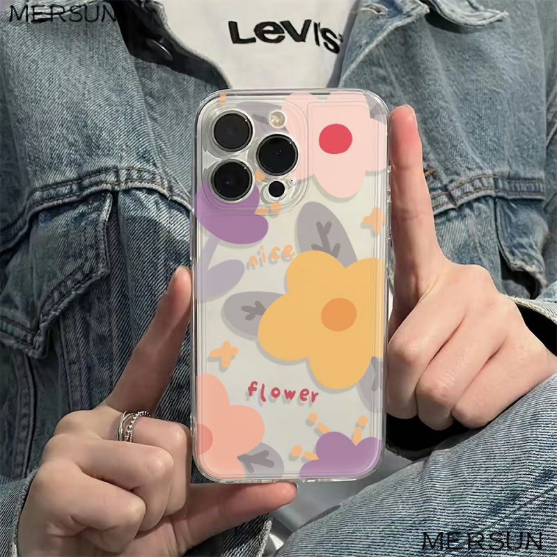 ✅Ốp Điện Thoại Mềm Chống Sốc Họa Tiết Hoa Vàng Đơn Giản Cho Iphone 12Plus 13 78 6In 14pro11 HP14