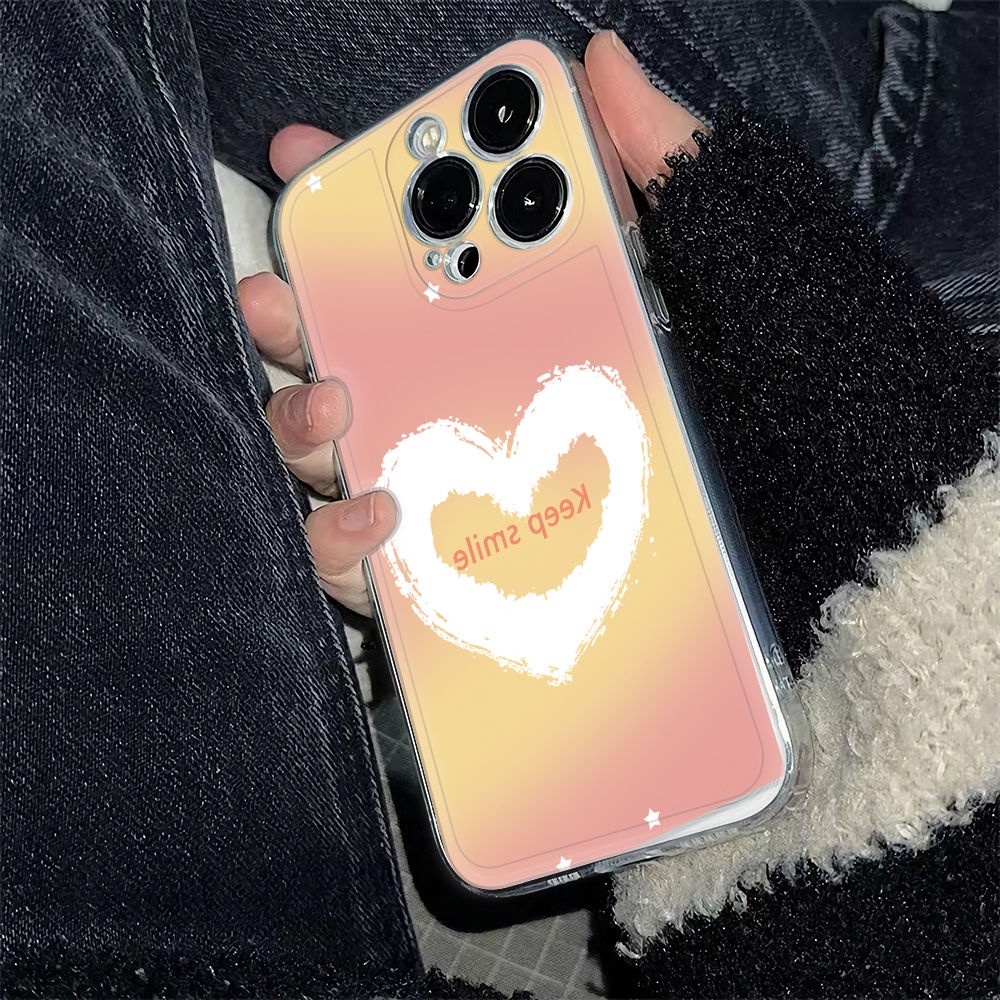 ✅Ốp Điện Thoại Hình Trái Tim Xinh Xắn Cho iPhone121113Ốp Điện Thoại Mềm Chống Sốc Màu Vàng Đơn Giản Cho Iphone 14pro 6In 78max plus DI41