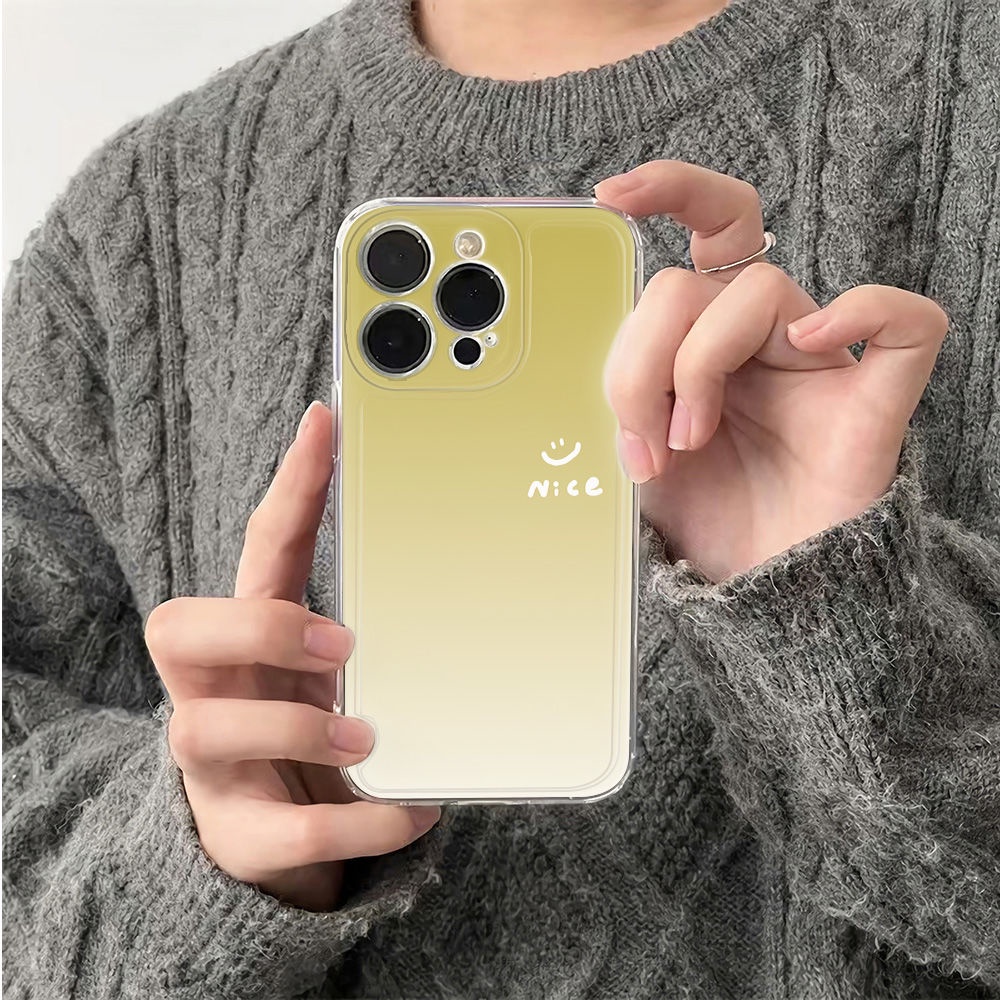 ✅Ốp Điện Thoại Mềm Chống Sốc Họa Tiết Mặt Cười Màu Gradient Cho Iphone 78Max 1211 13 6In14Pro plus