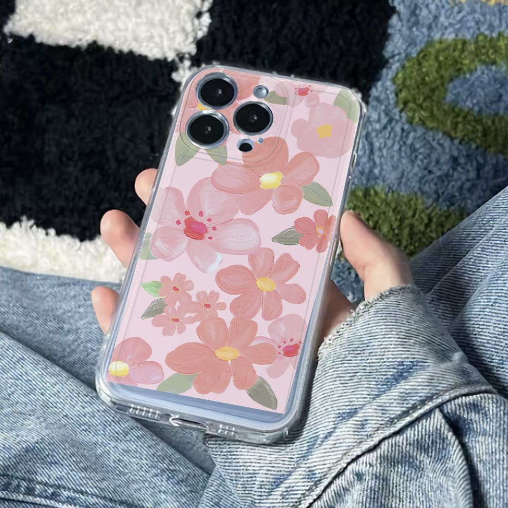 ✅Ốp Điện Thoại Mềm Chống Sốc Họa Tiết Graffiti Màu Hồng 1314pro 12 786In 11 max