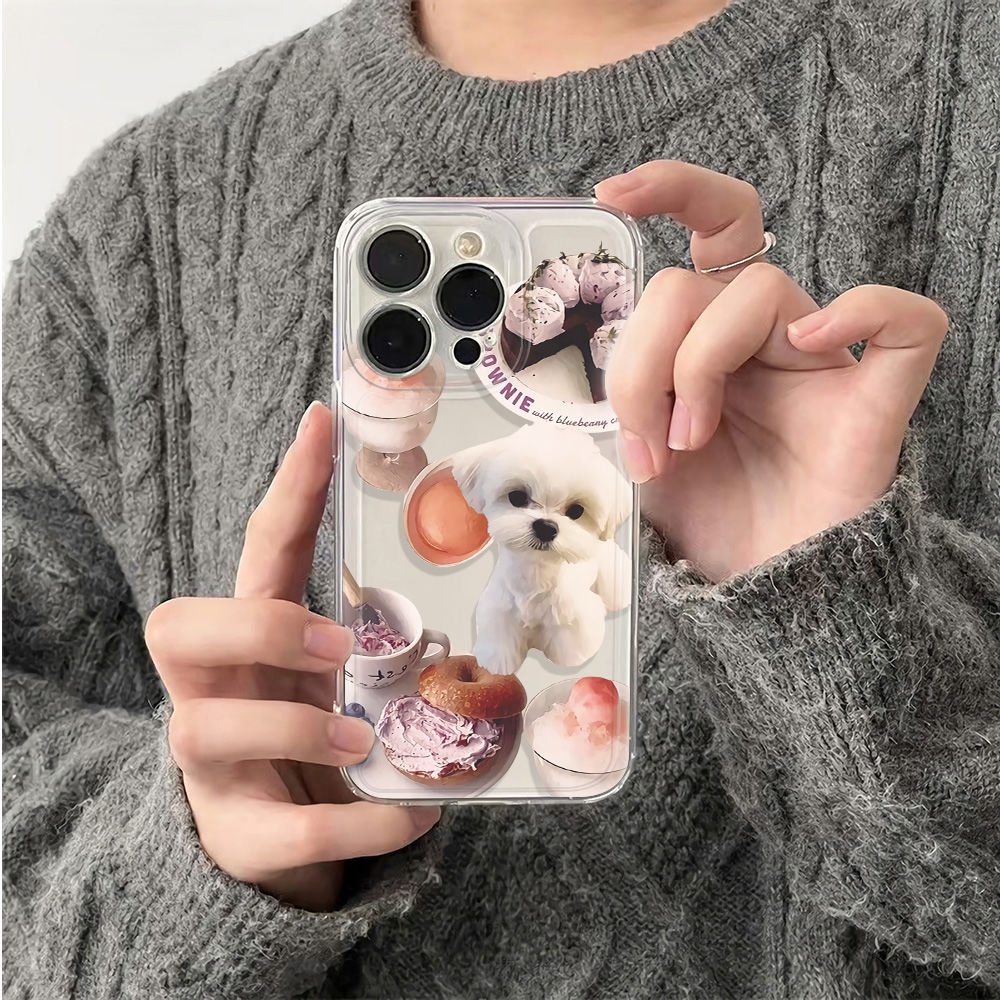 ✅Ốp Điện Thoại Mềm Chống Sốc Hình Cún Trắng Đơn Giản Cho Iphone 14pro 11 6In 13 12Max78