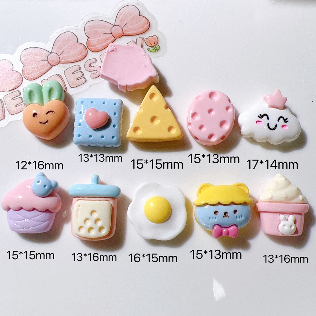 Set 20 Miếng Dán Trang Trí Điện Thoại / Kẹp Tóc Hình Bánh Quy / Bánh Quy / Trứng Dễ Thương DIY