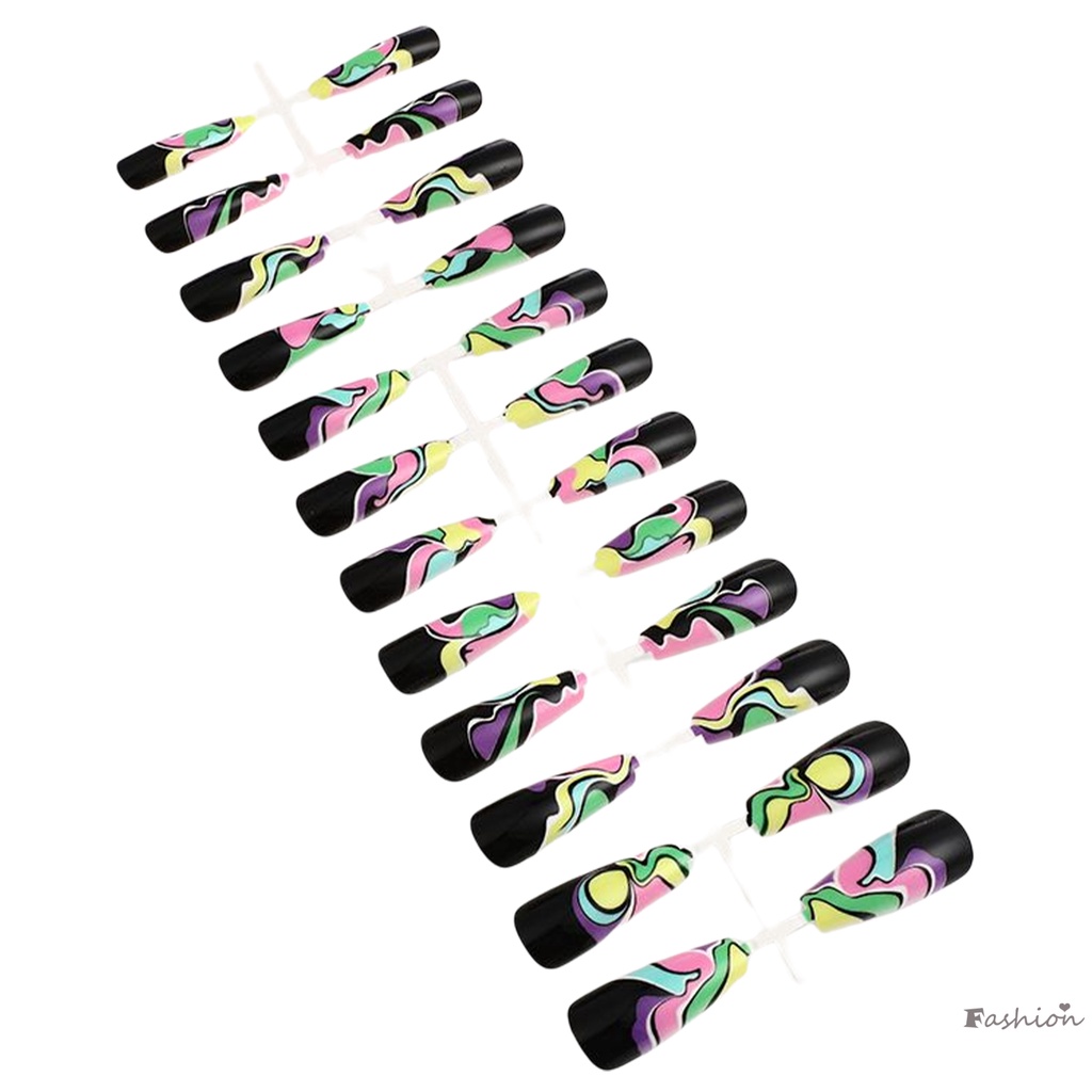 Móng Tay Giả Màu Đen Gradient Phong Cách Pháp Thân Thiện Với Môi Trường Cho Người Mới Bắt Đầu