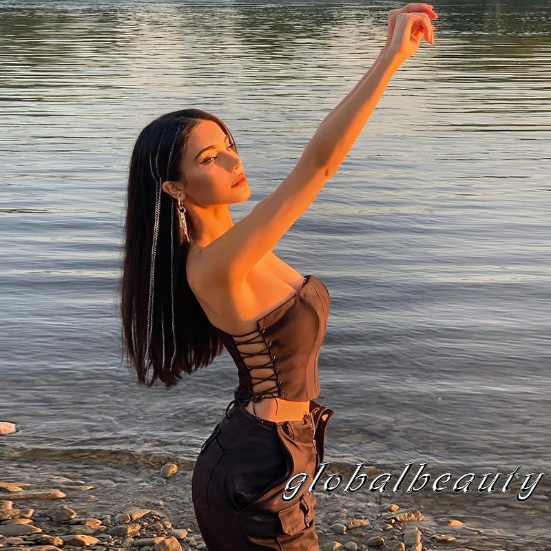 Áo Thun Không Dây Dáng Ôm Màu Trơn Thời Trang Mùa Hè Dành Cho Nữ