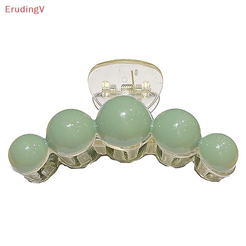 Kẹp Tóc Hạt Tròn Bằng Nhựa Màu Xanh Lá Cây Chống Trượt Thời Trang Mùa Hè Cho Nữ
