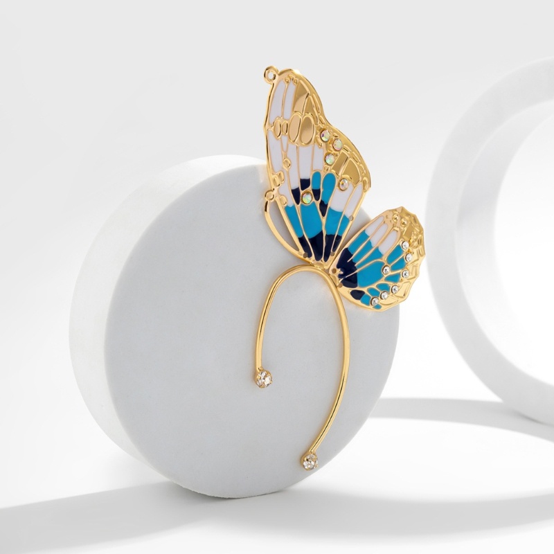 Bông Tai Dạng Kẹp Hình Bướm Bằng Kim Loại Nhỏ Giọt Dầu Không Cần Xỏ Lỗ