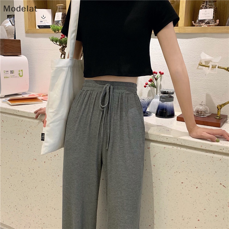 Mfc Quần ống rộng Lưng Cao Màu Trơn Phong Cách Hàn Quốc Thời Trang Mùa Xuân Cho Nữ