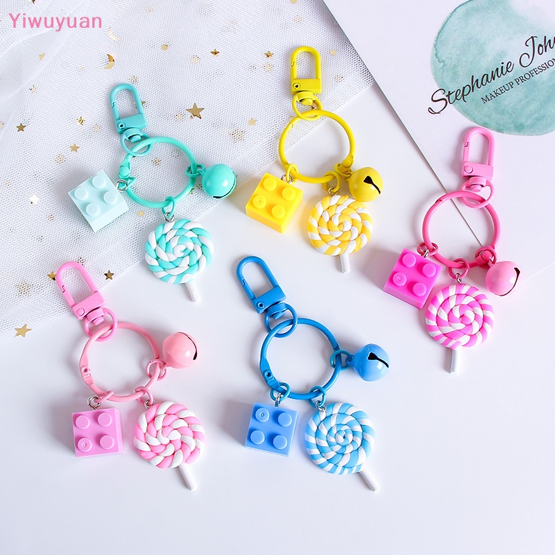 Móc Khóa Hình Kẹo Mút Phối Chuông Nhiều Màu Sắc Dễ Thương Trang Trí Ba Lô / Ô Tô Mới