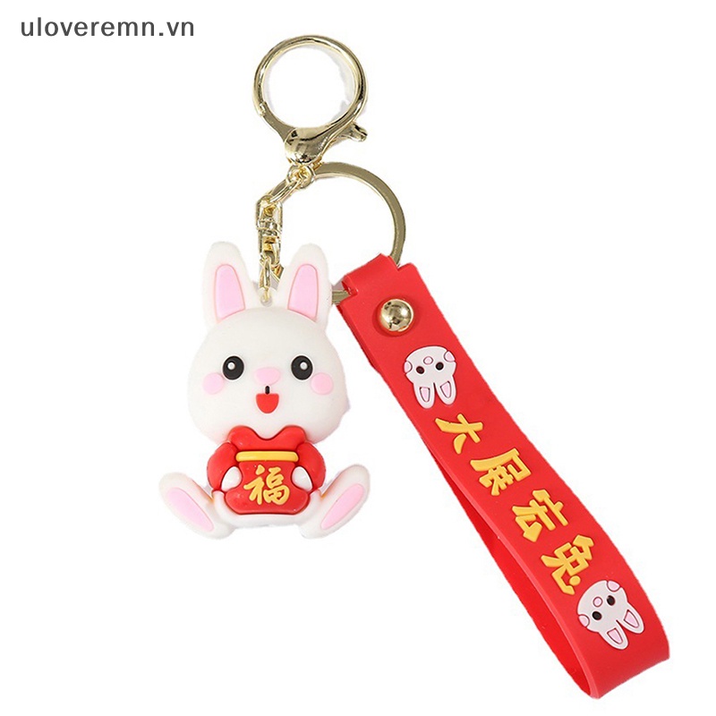 Uloveremn Móc Khóa Hình Thỏ Trung Quốc Bằng Nhựa Resin Nhiều Màu Dễ Thương