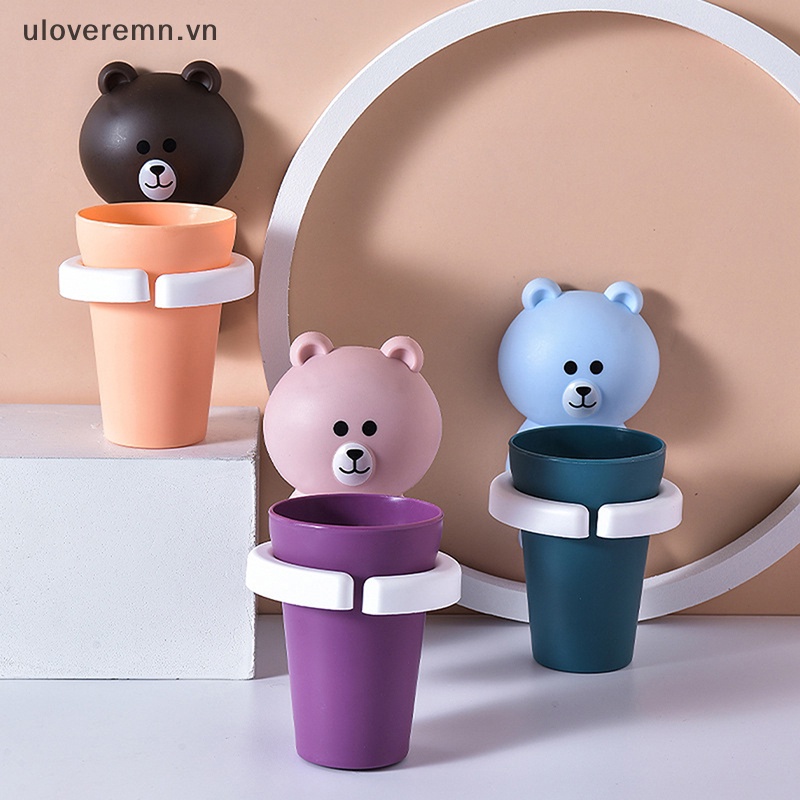 1 Cốc Đánh Răng Treo Tường Hình Gấu Hoạt Hình Đáng Yêu Dành Cho Trẻ