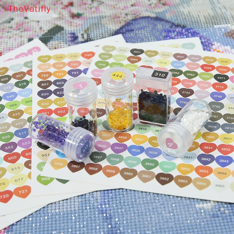 [Thevalifly] Nhãn Dán Hộp Đựng Hạt Cườm Thêu Chữ Thập Và Đánh Dấu Nhiều Màu Sắc Bán Chạy