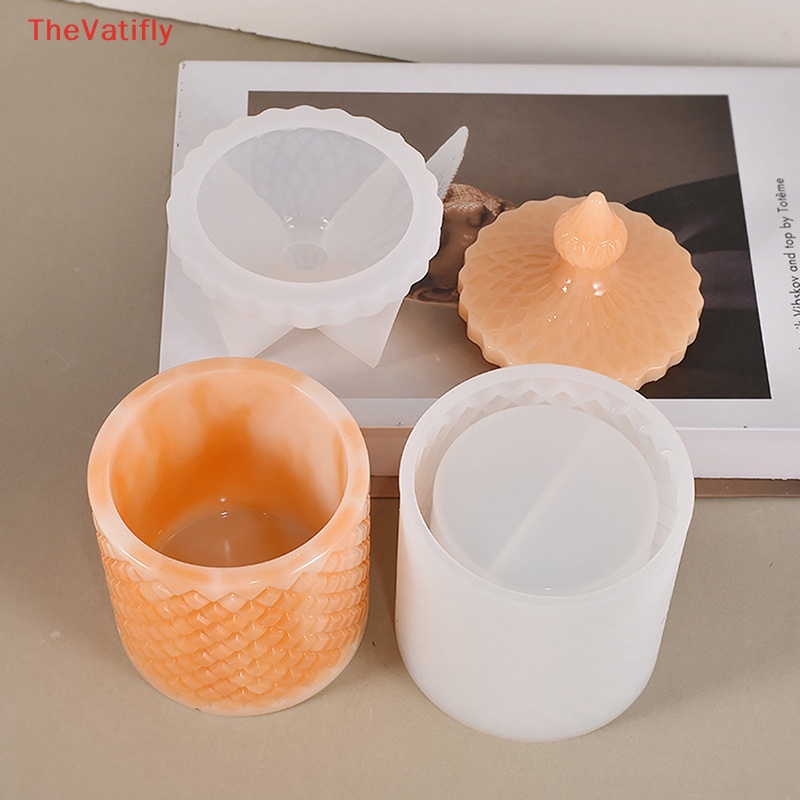 Khuôn Silicone Làm Lọ Nhựa Resin Phong Cách Vintage Có Nắp Đậy DIY
