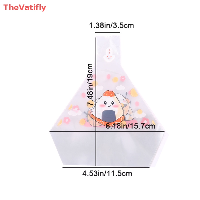 Set 50 Túi Đựng Cơm Nắm Hình Tam Giác Họa Tiết Hoạt Hình Dễ Thương