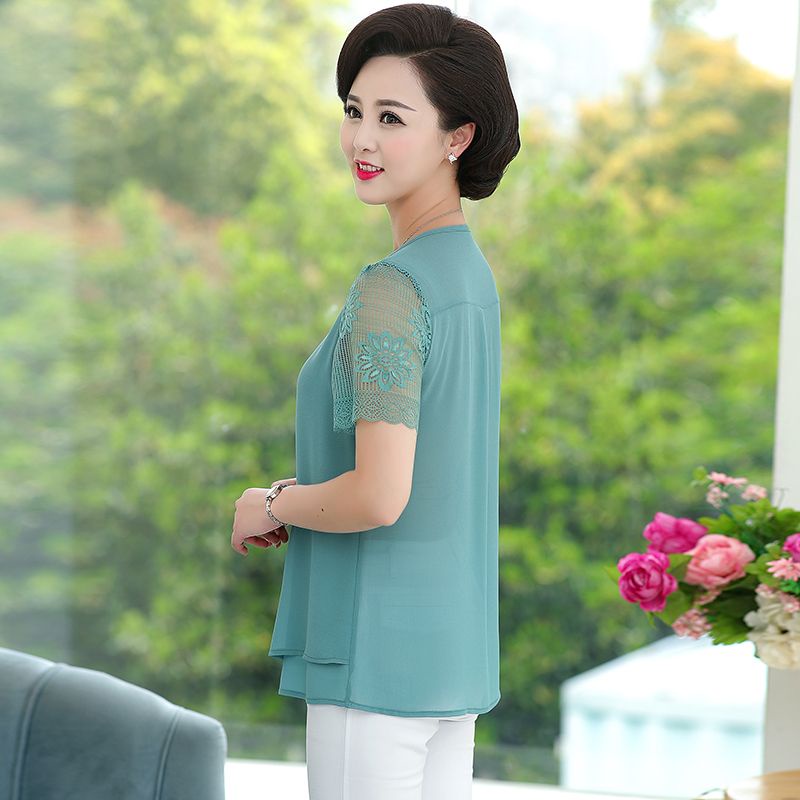 Áo Thun Tay Ngắn Plus Size Cho Phụ Nữ Trung Niên