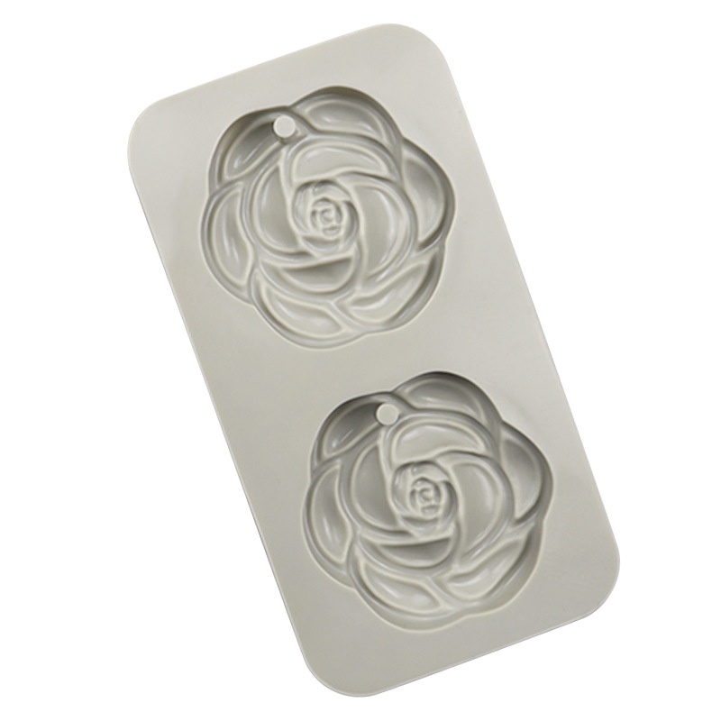 Khuôn Silicone Làm Sáp Thơm 2 Ngăn Hình Hoa Trà DIY