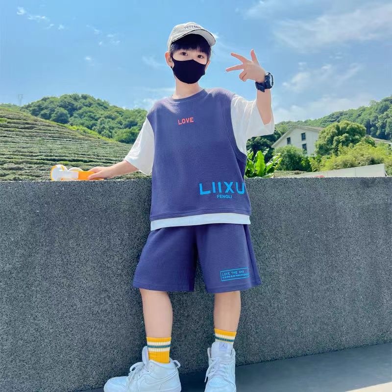 Bộ Đồ Thể Thao Áo Tay Ngắn Phối Quần Short Thời Trang Mùa Hè 2023 Mới Cho Bé Trai