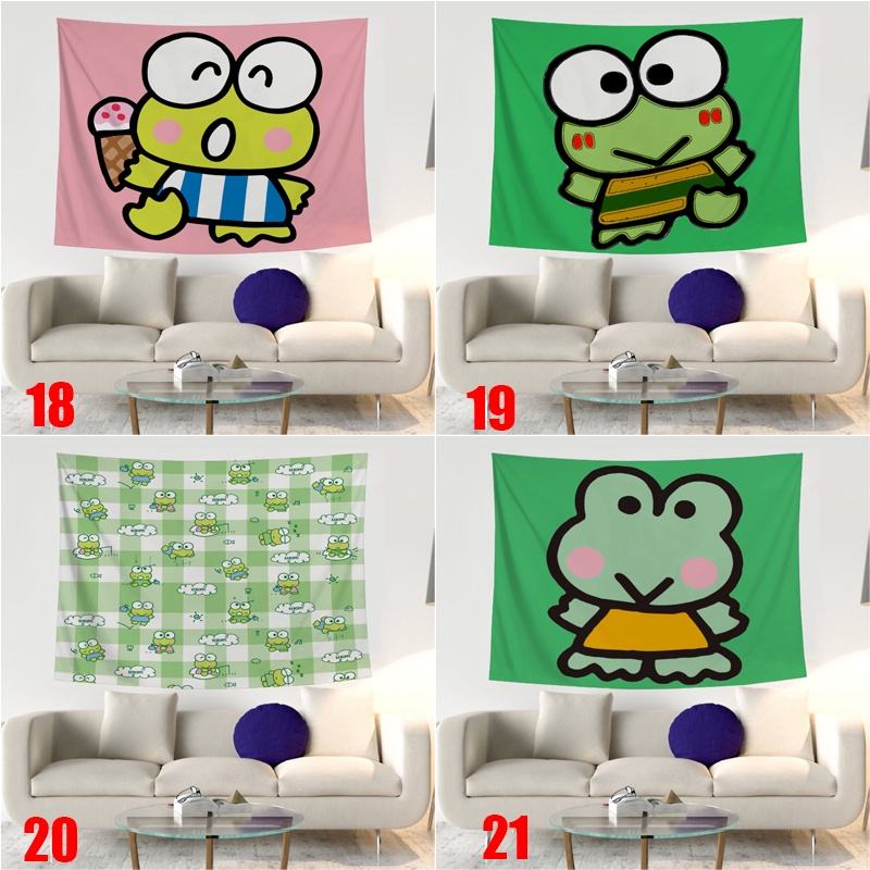 SANRIO Thảm Polyester In Họa Tiết Keroppi Dễ Thương Kèm Kẹp Treo Trang Trí Phòng Khách / Phòng Ngủ / Bé