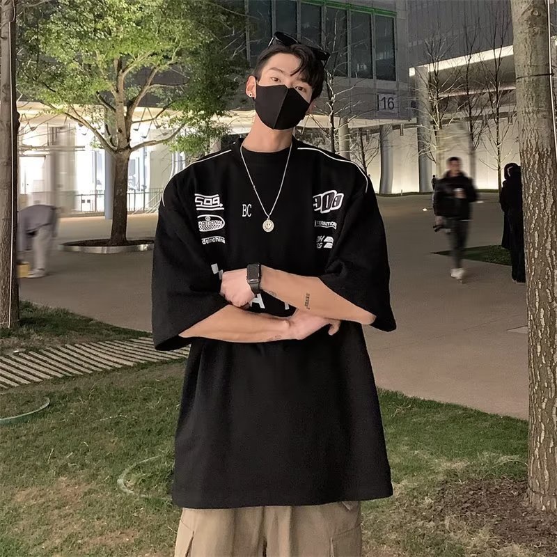 TIDE BEAR Áo Thun Tay Ngắn Cổ Tròn Màu Trơn Phong Cách Thời Trang Nhật Bản Cho Nam Giới Màu Sắc