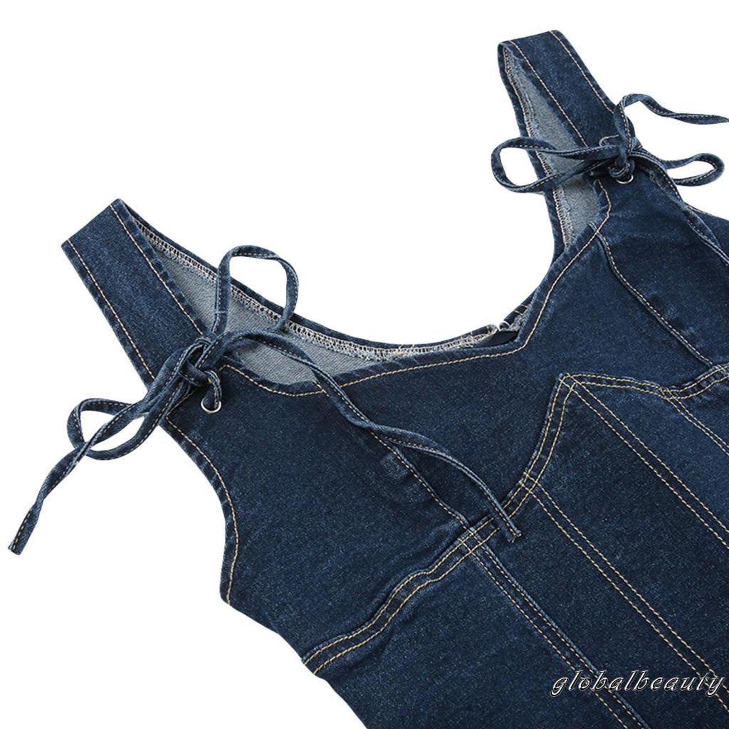 Áo Denim Không Tay Cắt Thấp Thời Trang Mùa Hè Dành Cho Nữ