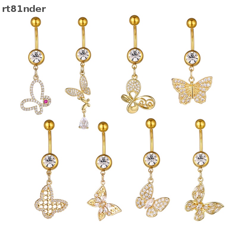 Rt Khuyên Rốn Bằng Đồng Đính Đá Zircon Hình Bướm Lấp Lánh Thời Trang Đẹp Mắt n