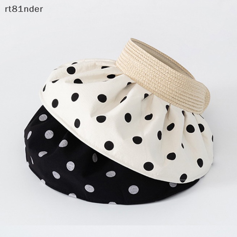 Nón Bucket Rộng Vành Chống Tia UV Họa Tiết Chấm Bi Có Thể Gấp Gọn Thời Trang Đi Biển Mùa Hè Cho Nữ