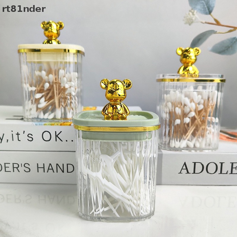Rt Hộp Đựng Bông Tẩy Trang Bằng Acrylic Trong Suốt Hình Gấu Dễ Thương