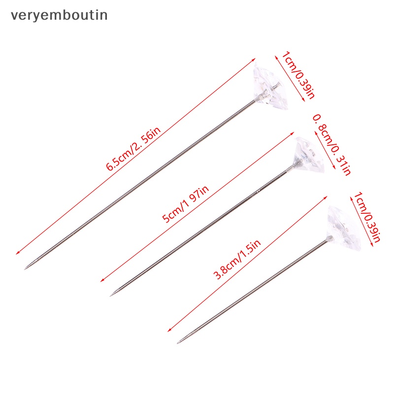 1 Hộp 50 Ghim Cài Áo Trong Suốt Bằng Hợp Kim DIY Hình Kim Cương